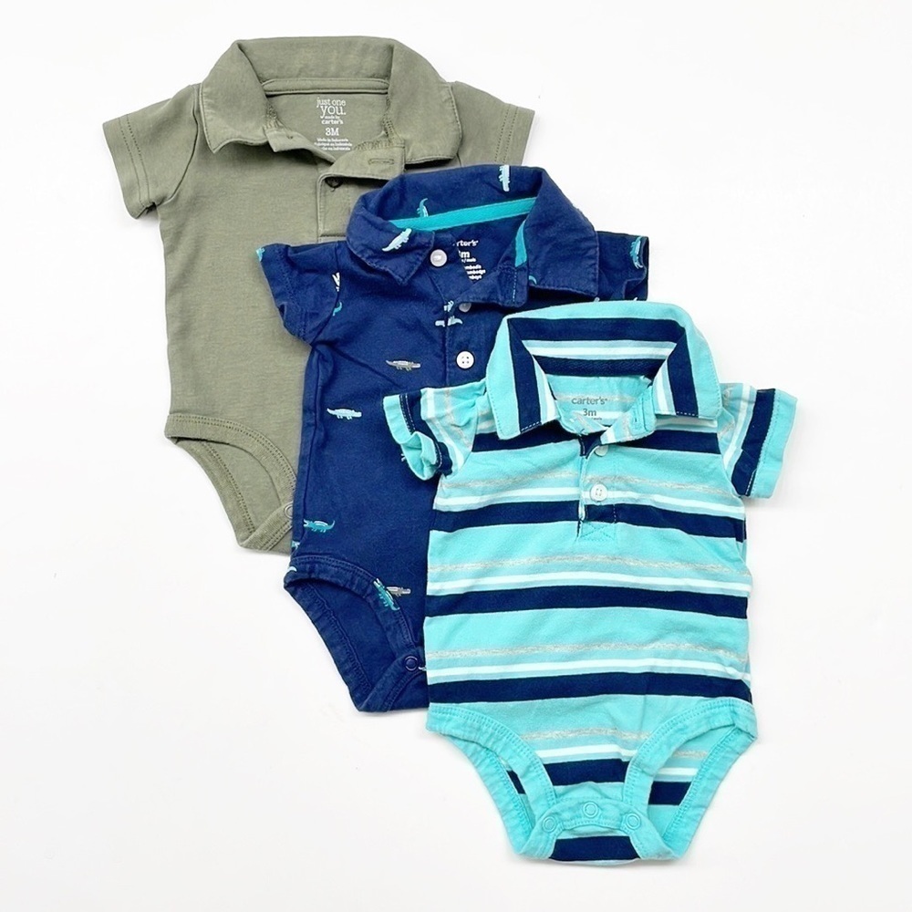 Carter's 3 pack baby boys polo bodysuits